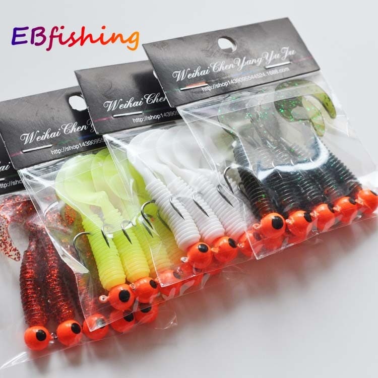 5 Pçs Iscas De Pesca Biônicas Macias 5g Gancho De Chumbo 6cm Minhoca Macia Isca Para Robalo Natação Água Doce