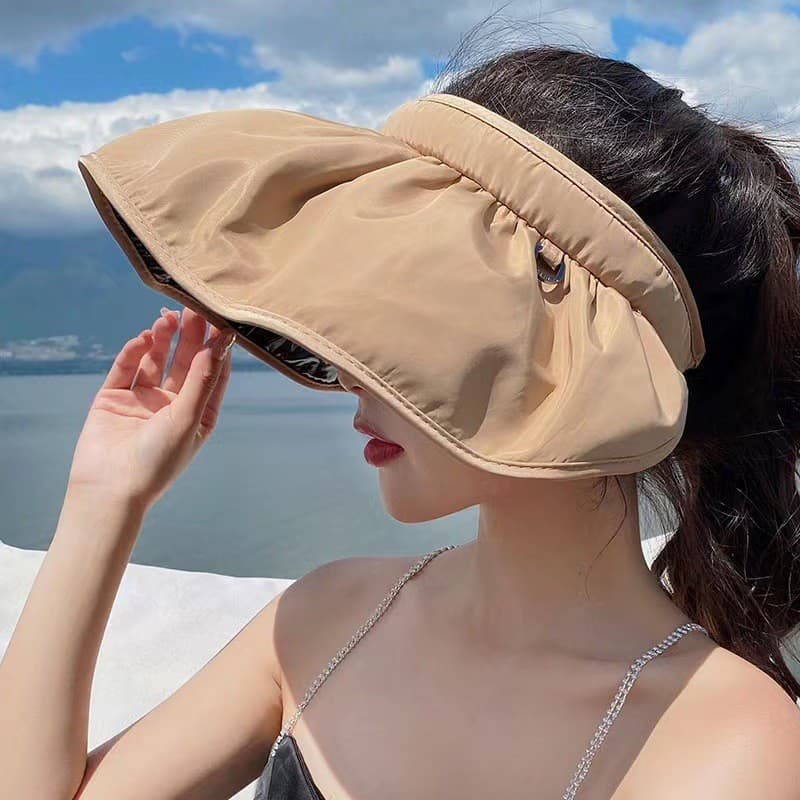 Influenciador estilo Anti-ultravioleta dobrável vazio topo chapéu de sol feminino protetor solar chapéu de sol novo esti