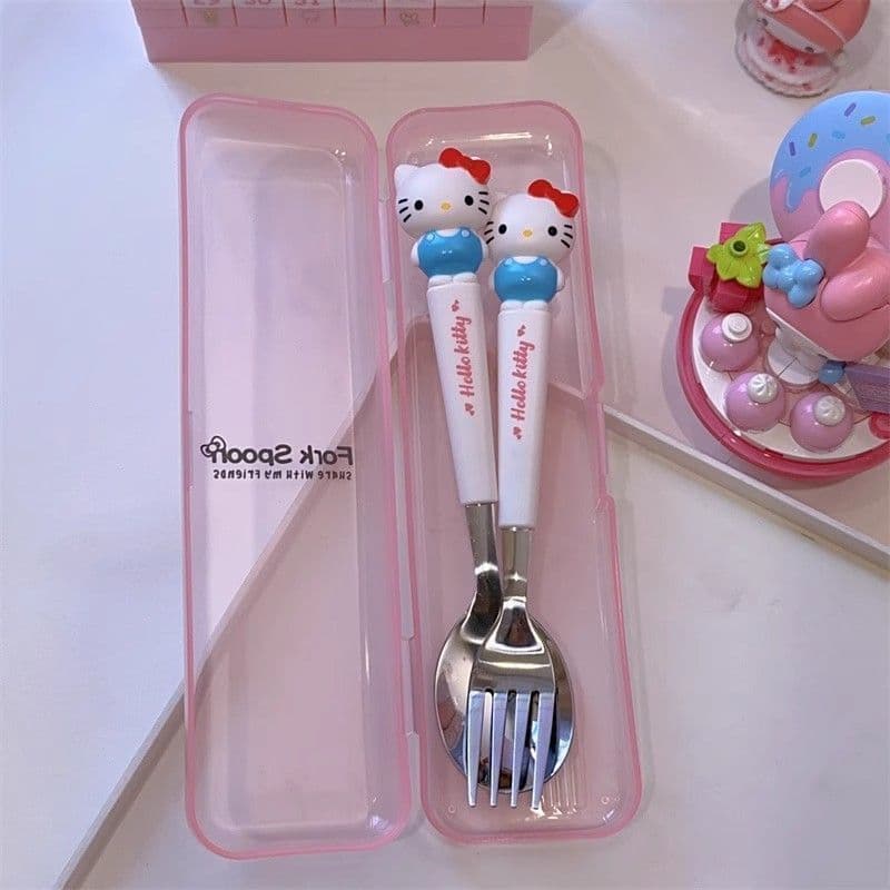 Conjunto de utensílios de mesa Hellokitty de 2 peças: garfo e colher