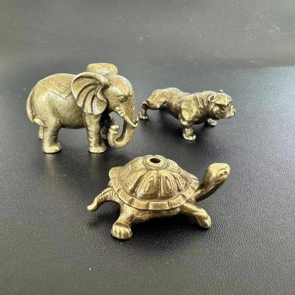 Mori casa imitação de cobre fortuna bebê elefante ornamentos inserção incenso chave escultura artesanato mesa chá decora