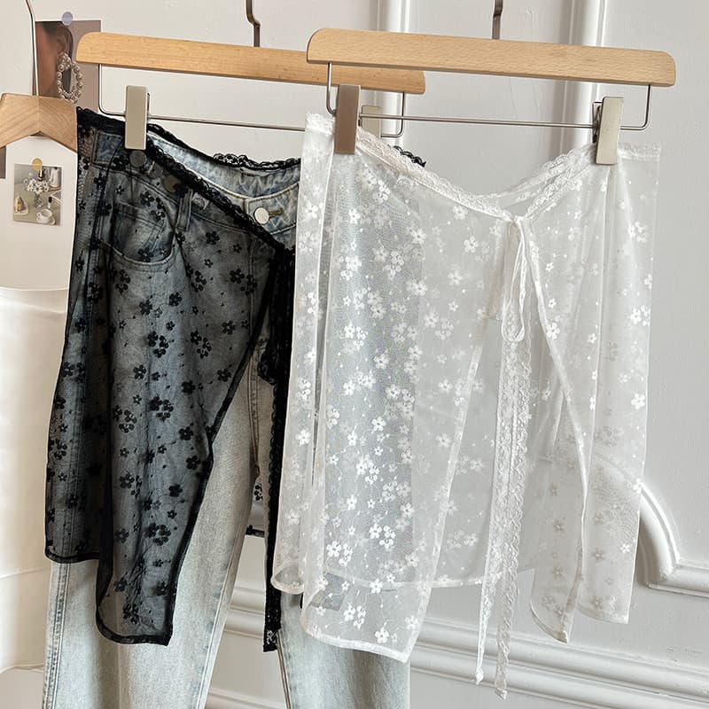 Influenciador quente menina usar saia de gaze de uma peça cortina Design elegante empilhamento saia de renda bunda corti