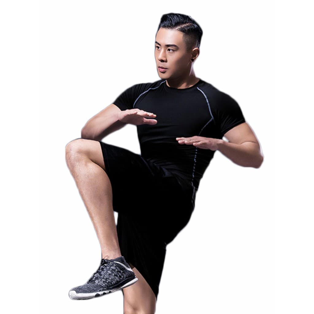 [Roupas esportivas masculinas] camiseta masculina calças esportivas terno de alta elasticidade de secagem rápida roupas