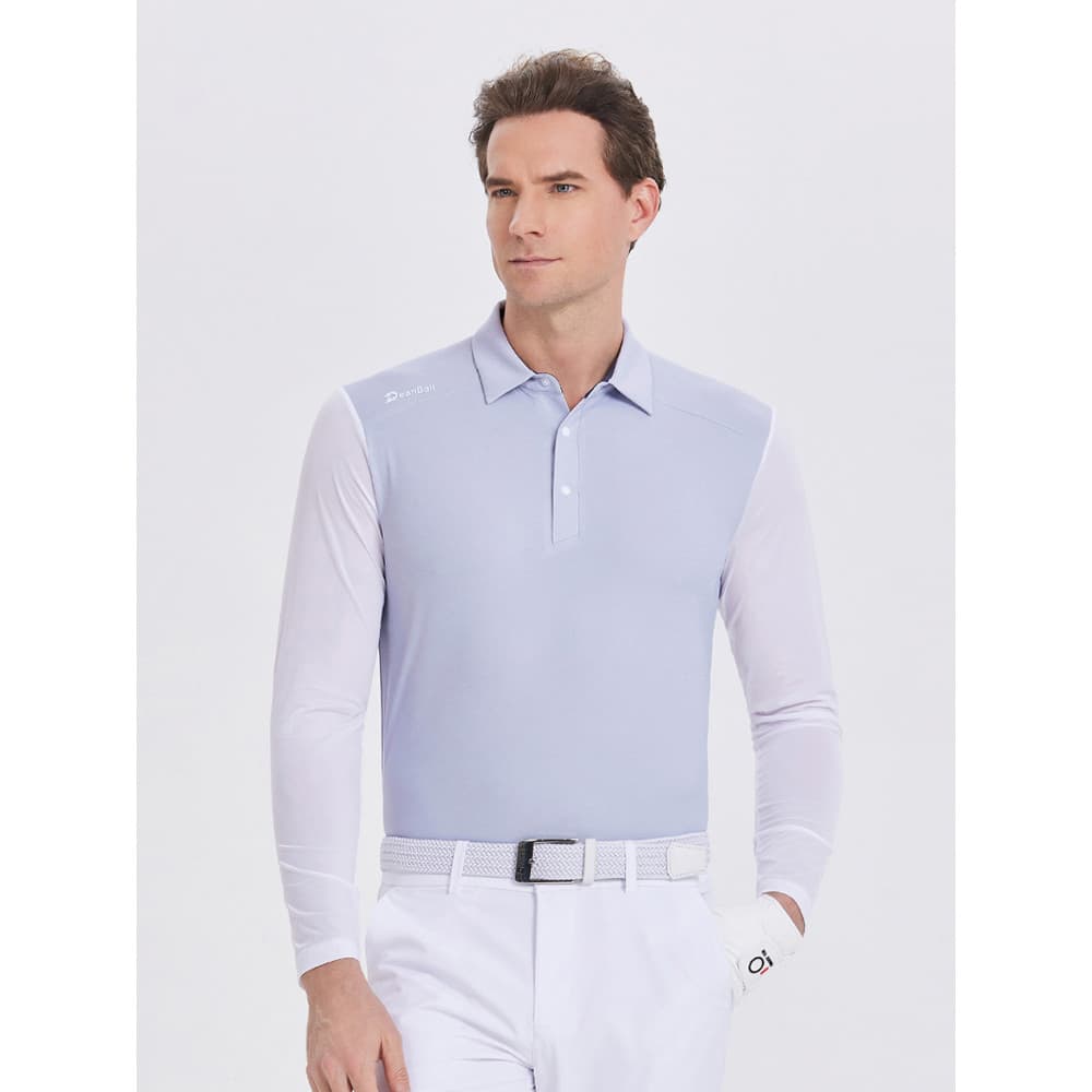Camiseta de manga comprida de golfe masculina roupas de protetor solar de seda gelo primavera verão de secagem rápida re