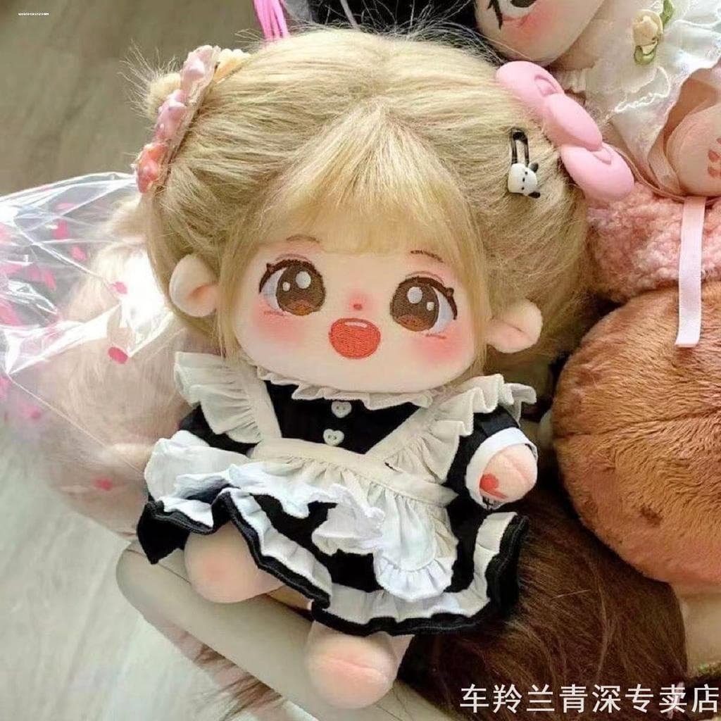 20cm algodão roupas de boneca vestido de empregada conjunto de três peças sem atributos estrela boneca vestir acessórios