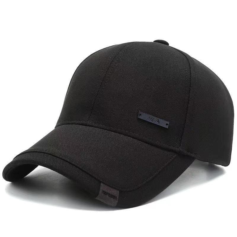 Boné de beisebol preto neutro, com proteção solar, preto/vermelho, ajustável com fecho de algodão, adequado para uso cas