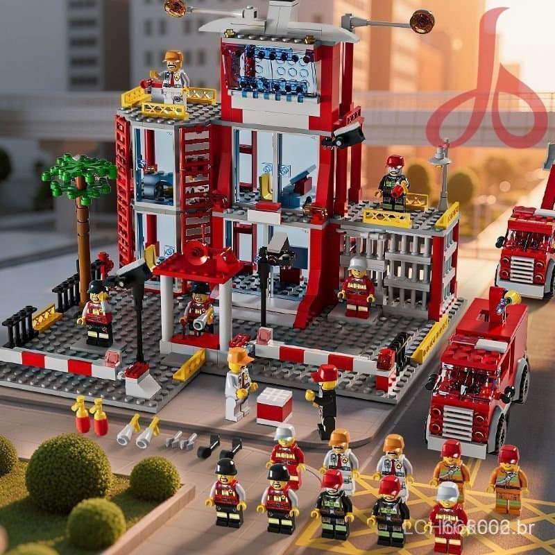 650 Peças Compatíveis com Lego City Series, Caminhão de Bombeiros e Helicóptero, Brinquedo Educativo para Crianças, Pres