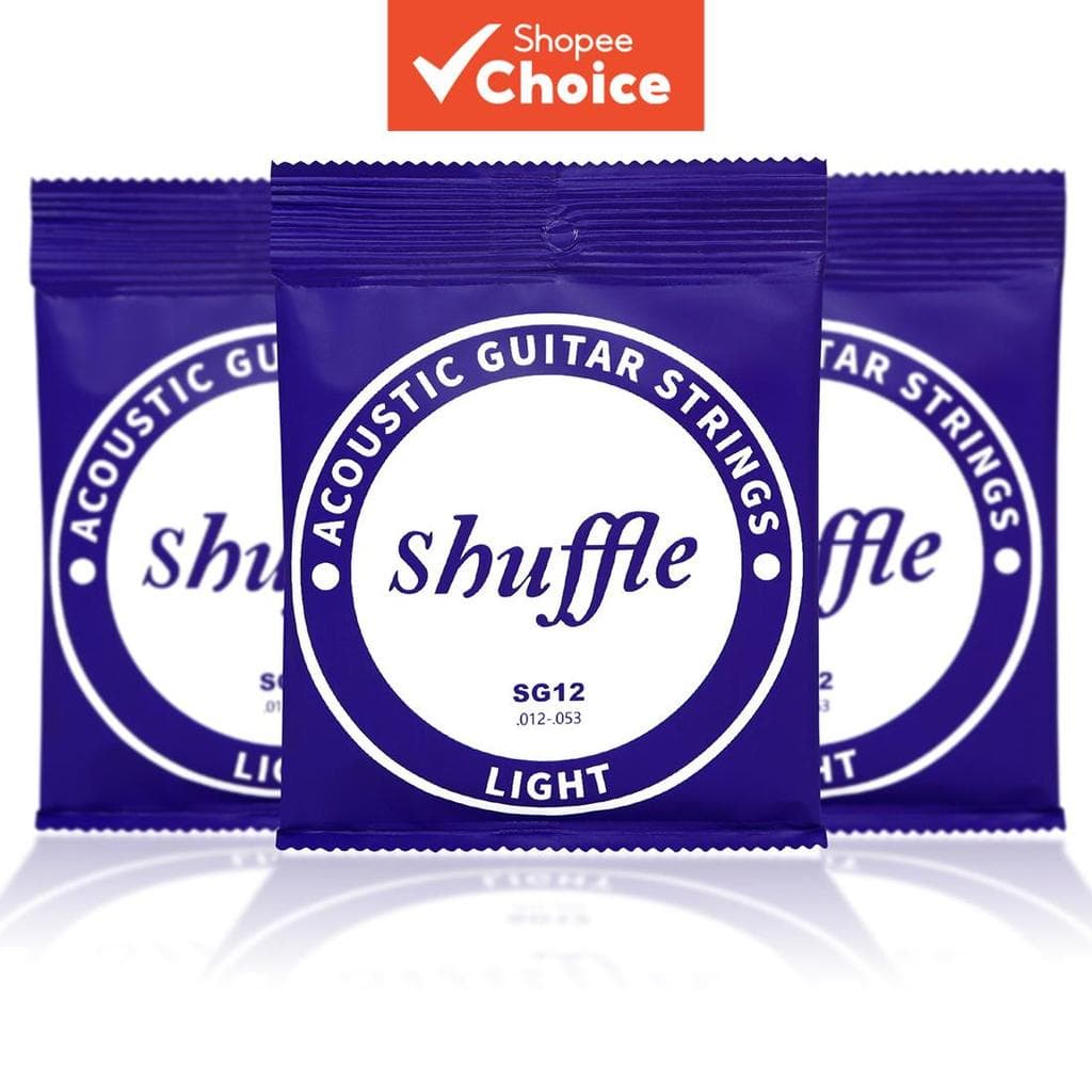 Conjunto de 6 Cordas de Aço para Violão Acústico SHUFFLE SG12, Miolo de Aço Carbono de Alta Qualidade, Enroladas em