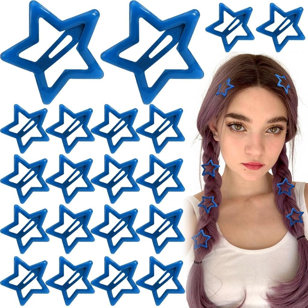 JoezWonderful 20 presilhas de cabelo em formato de estrela, presilhas de cabelo de metal com encaixe de 1,26 polegadas/3