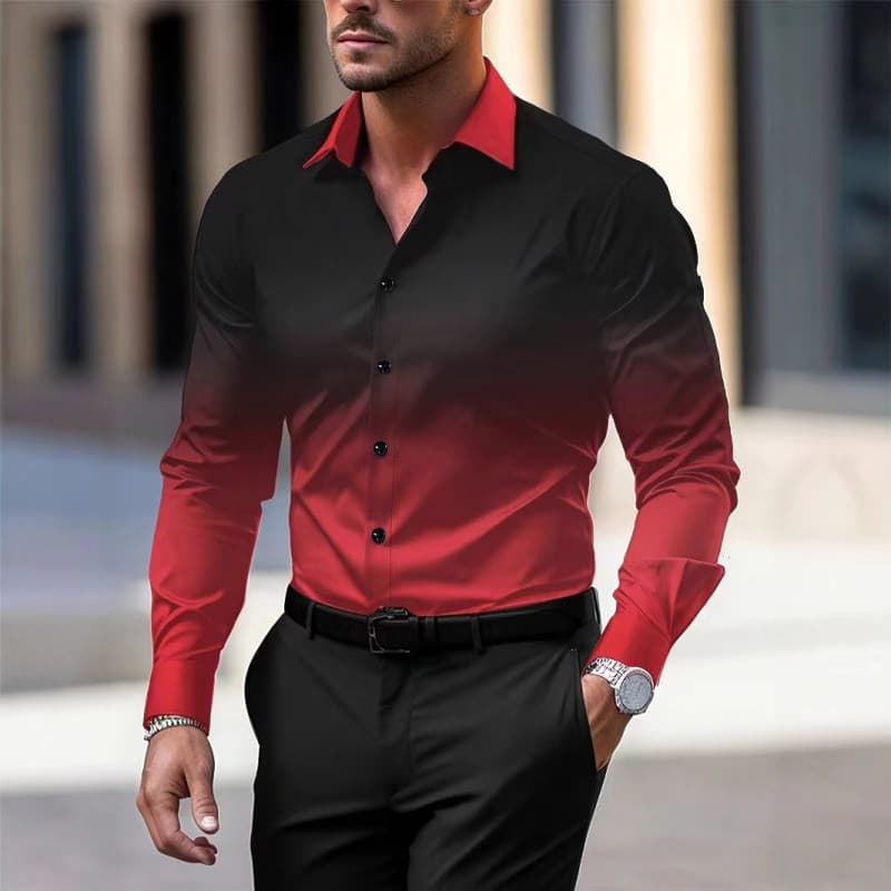 Camisa masculina Casual Slim fit de manga comprida novo estilo camisa de mudança rasa Micro-elástica Brea