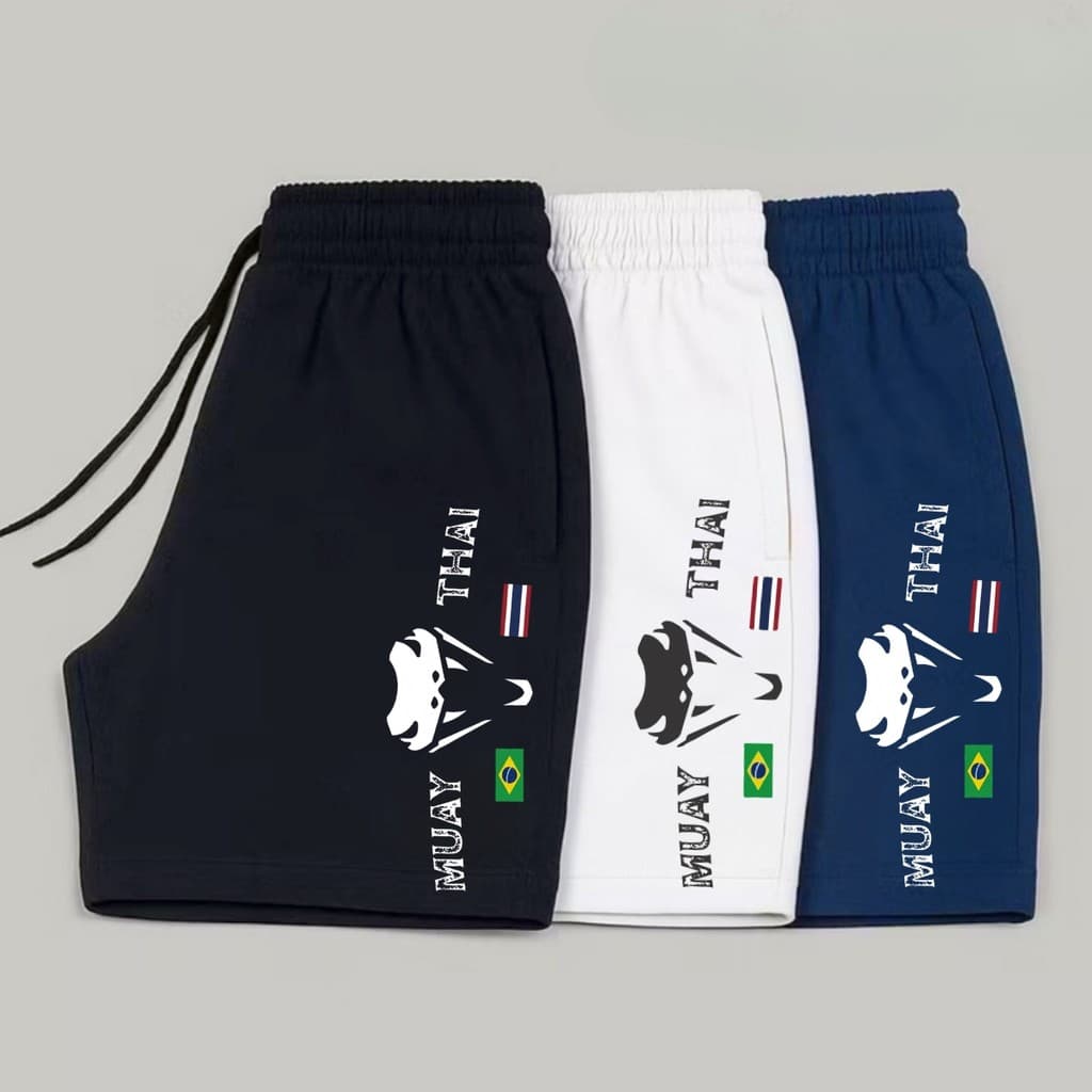 Kit 3 Shorts Bermuda Tactel Muay Thai Academia Luta Confortável Unissex