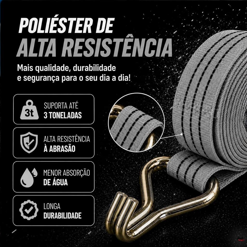 Cinta de Fixação para Transporte 3 Toneladas 9 Metros Poliéster Reforçado