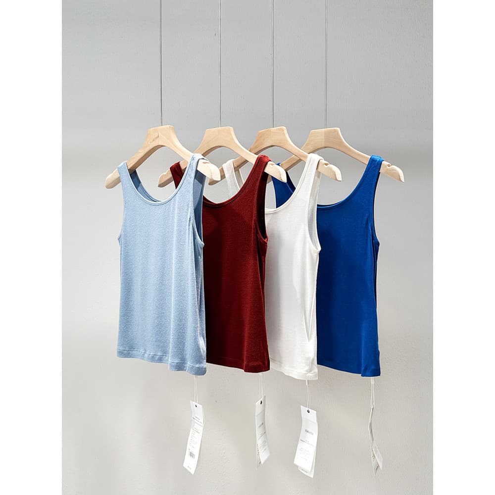 VK [estilo bem-estar] verão novo estilo versão coreana duplo gola em U camisola 30% lã solta listrado colete feminino N3