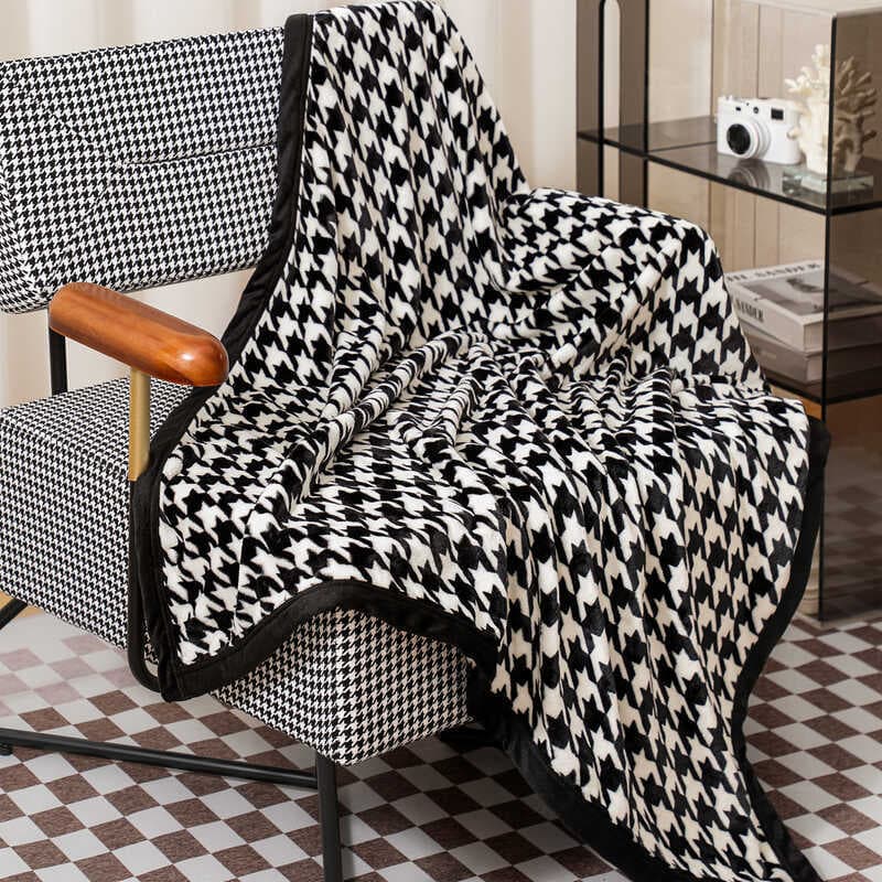 Luz de luxo Houndstooth sofá cobertor capa cobertor ar condicionado pequeno cobertor escritório Nap cobertor Coral velo
