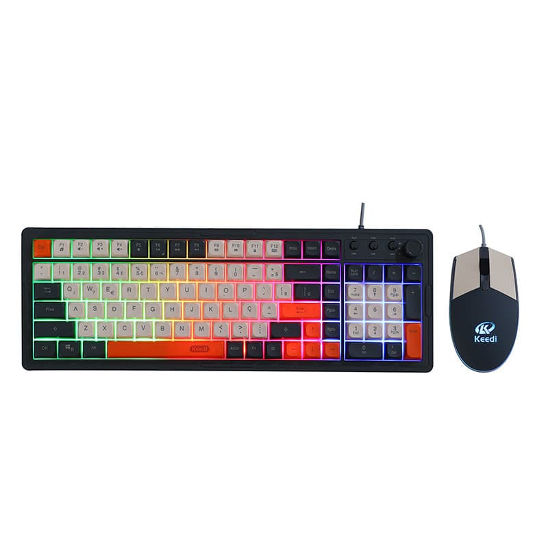 Kit Teclado Mouse Gamer KEEDI-TEC814 Membrana LED USB Controlador Volume