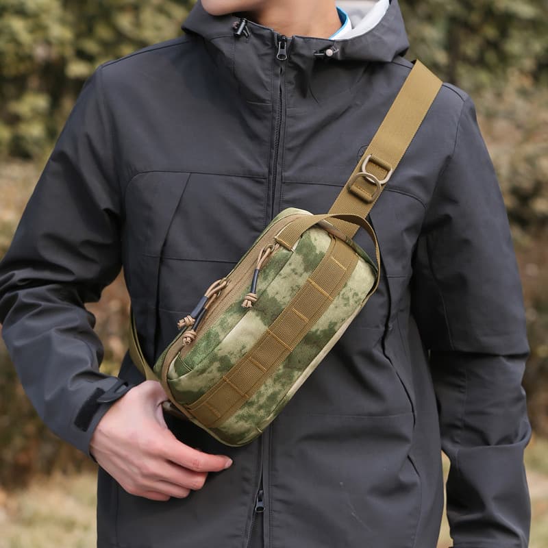Saco de cintura masculino multifuncional lazer ao ar livre viagem ciclismo correndo isca cintura saco de peito camuflage