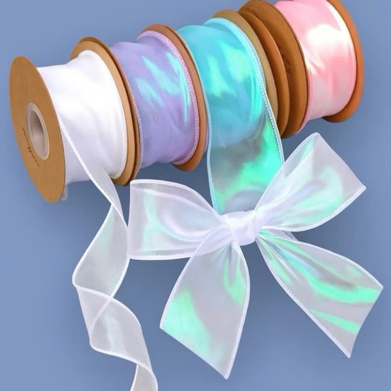 Fita Organza Holográfica Brilhante 3.8cm x 9 metros para Embalagem de Presente  yuu yh8222