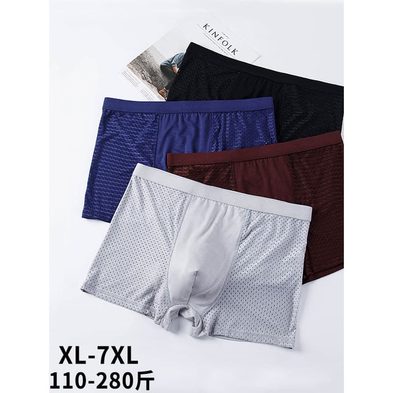YD9905 Modal Cueca Boxer Masculina Tamanho Grande Sensação de Seda Gelo Malha Respirável Fina Boxer Shorts Cabeça Primav