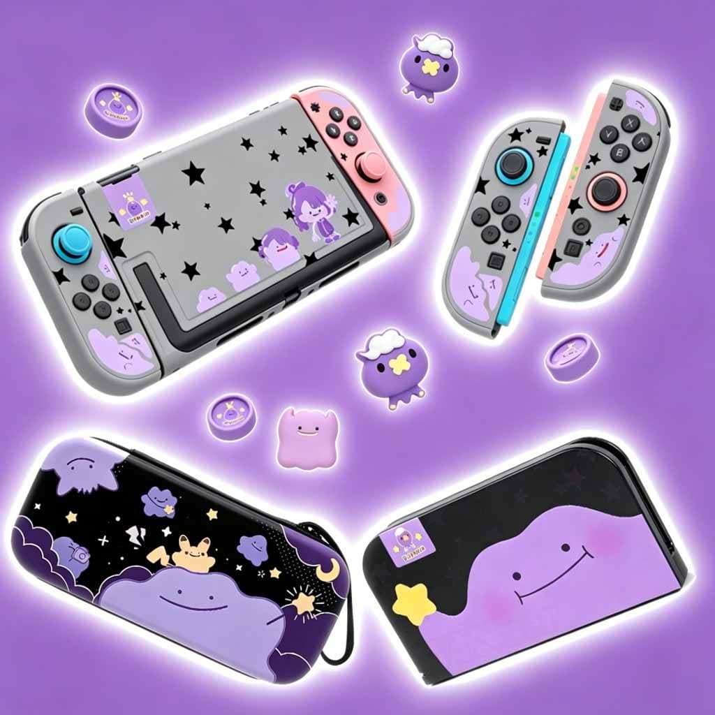 Kit De Capa De Switch Fofo Para Nintendo Switch2 , Acessórios Com Doca 2 , Rígida Joy-Con E 2 Tampas De Polegar-Pokeball