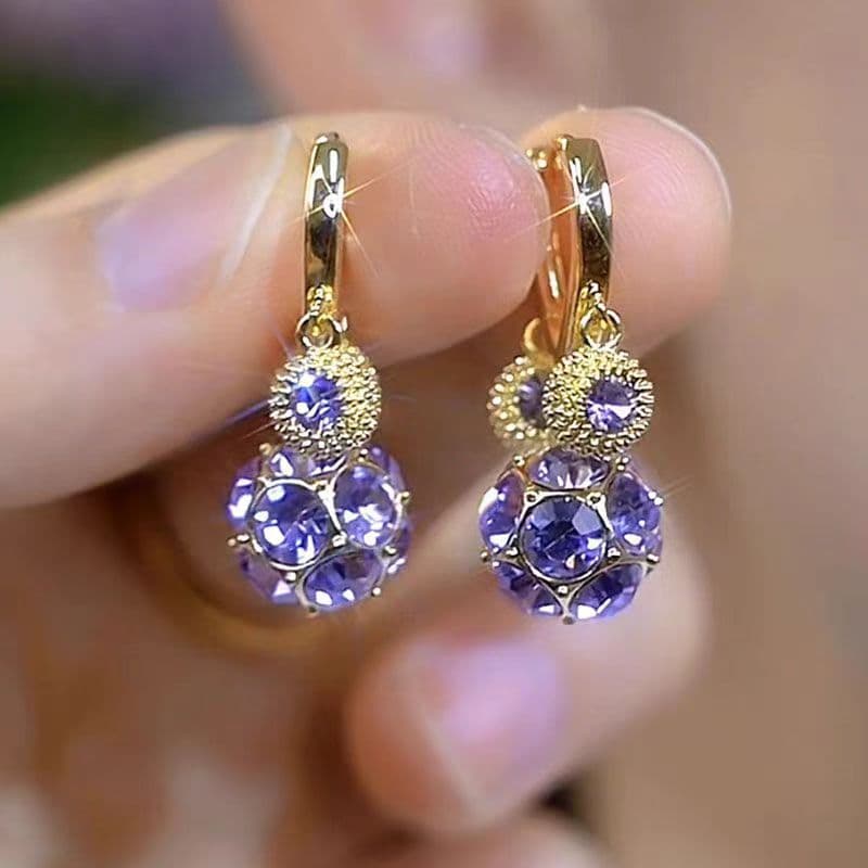 Brincos de cristal violeta cheio de diamante cesta brincos exclusivos na moda senhoras diário Commuter namoro
