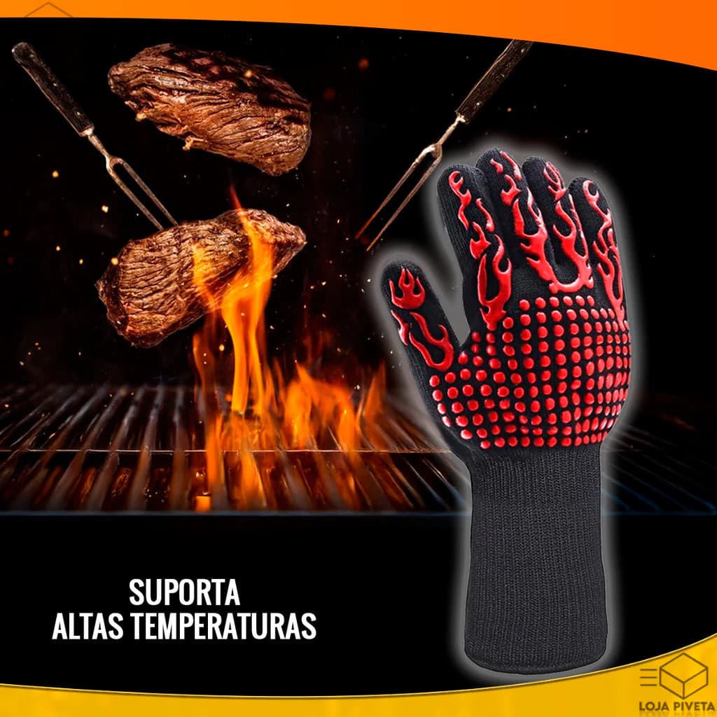 1 Luva Térmica Churrasco E Forno,Super Resistente e Suporta Altas Temperaturas