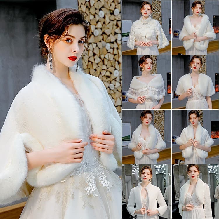 Xale de casamento nupcial exterior xale de pele de manga comprida com vestido de casamento inverno Cheongsam vestido de