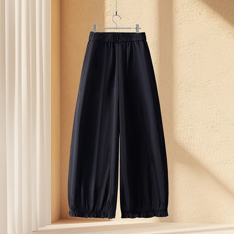 Verão estilo fino Tencel algodão cortado Bud calças femininas 2026 novo estilo cintura elástica solta Drape tamanho gran