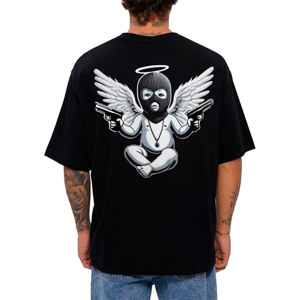 Camiseta Oversized Streetwear Unissex 100% Algodão Baby Bandit Glock