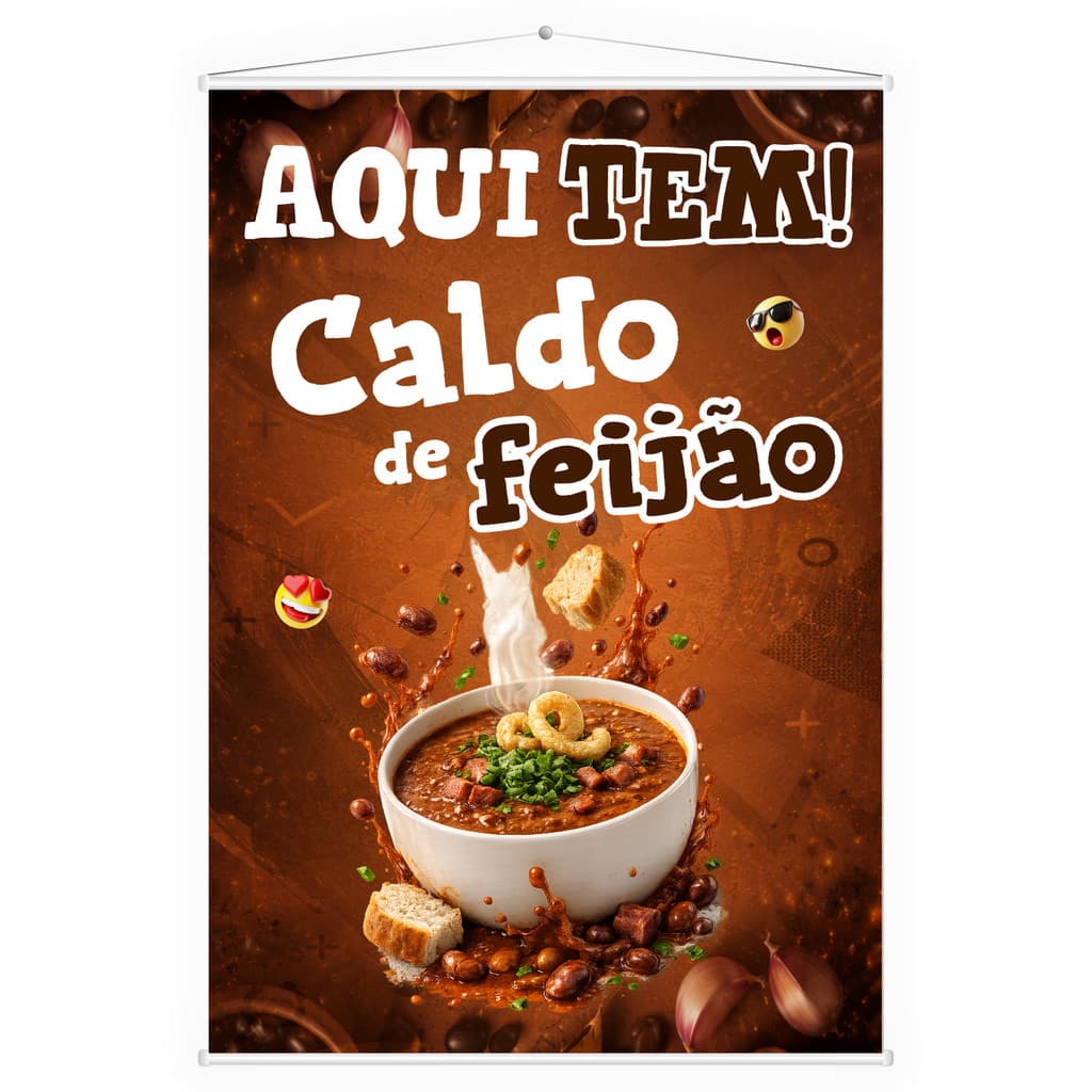 Banner Faixa Lona Aqui Tem Caldo de Feijão Inverno 60X40