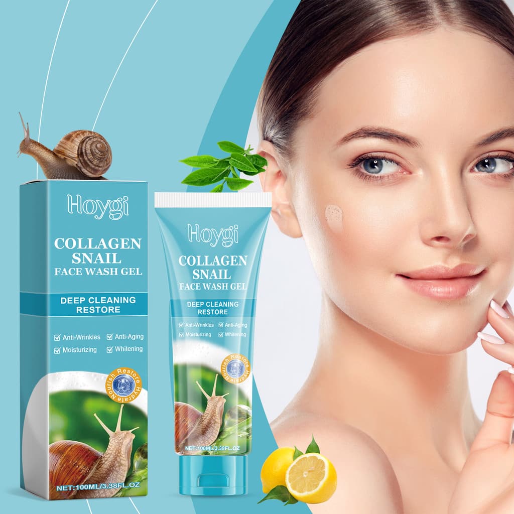 Hoygi Colágeno Caracol Gel de Limpeza Esfoliante Suave Limpeza Facial Reparação de Pele Limpeza