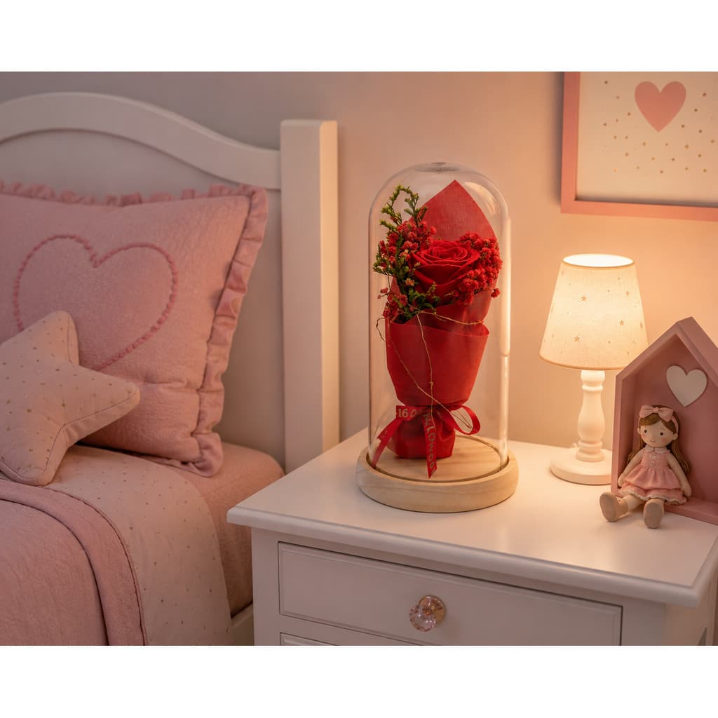 Luminária Cúpula acrílico GRANDE  Bela Rosa Encantada Com Led-Presente Namorado-Bela e a Fera
