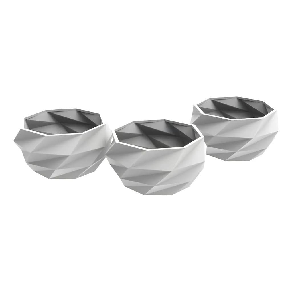 Kit 3 Vasinhos Geométrico Para Suculentas Decoração Banheiro Cor Preto
