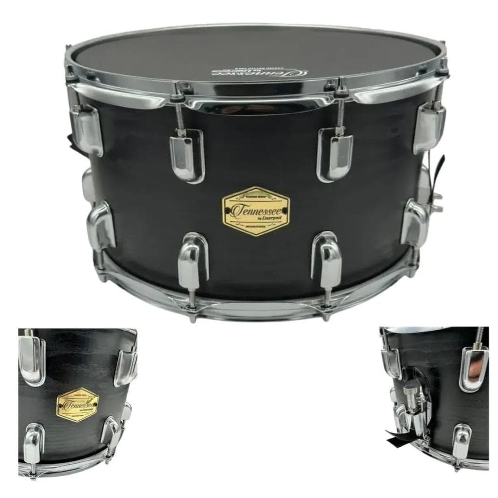 Caixa De Bateria 14x8 Cor Preta Tennessee Em Poplar Aro 2,3m Preto