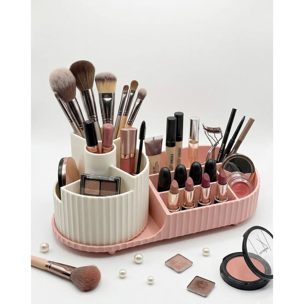 Organizador Maquiagem Giratório Premium Penteadeira Luxo Porta Pincel Batom Perfume Banheiro Quarto Decoração 3D Moderno
