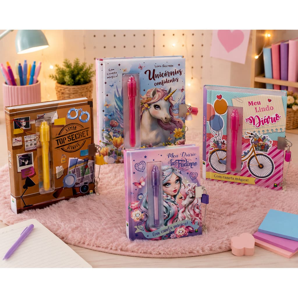 Diario Infantil Com Caneta Magica e Cadeado