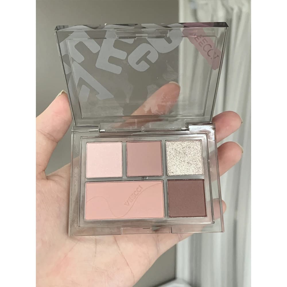 Veecci Veeecci Dream Paleta de sombras de cinco cores e quatro cores 01 Pó de Glitter perolado fosco Vecci Rosa Nicho Bl