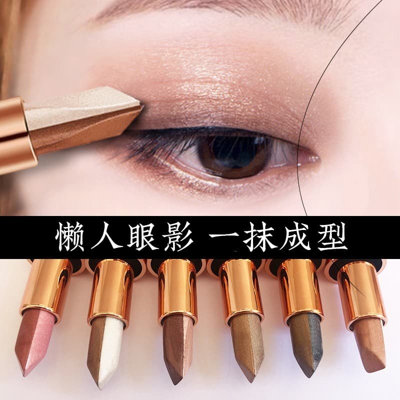 Li Jiaqi Lazy People One-touch Two-Color Eyeshadow Stick Iniciante Pérola Glitter Gradiente À Prova D 'Água Natural Não-