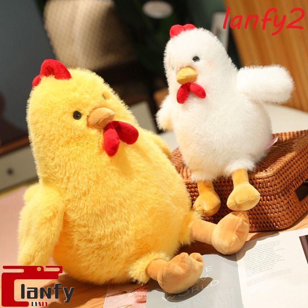 LANFY Brinquedo De Pelúcia De Frango , Animais Branco/Amarelo Pintinho Boneca Recheada , Desenho Animado 30cm Kawaii Gal