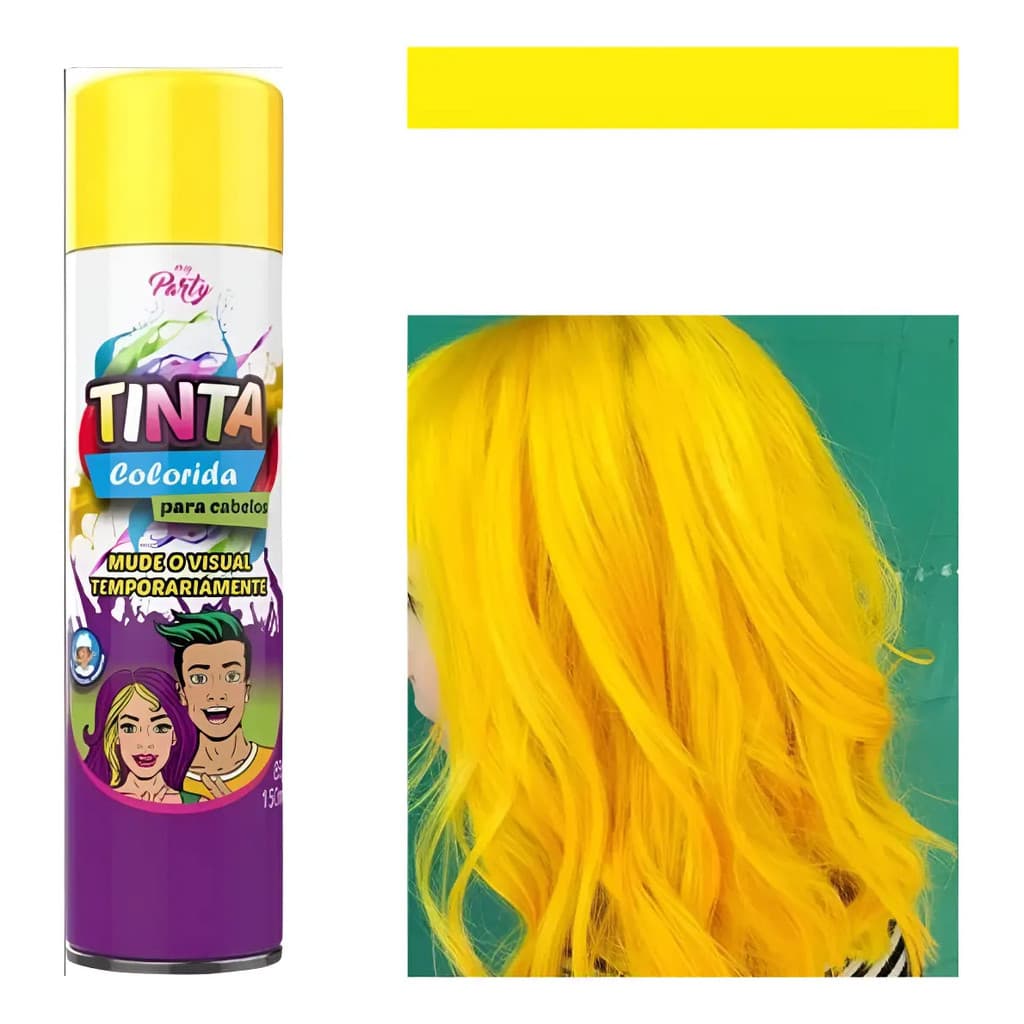 Tinta Spray Colorido Neon Cabelo Maluco Lavável 150ml Festa