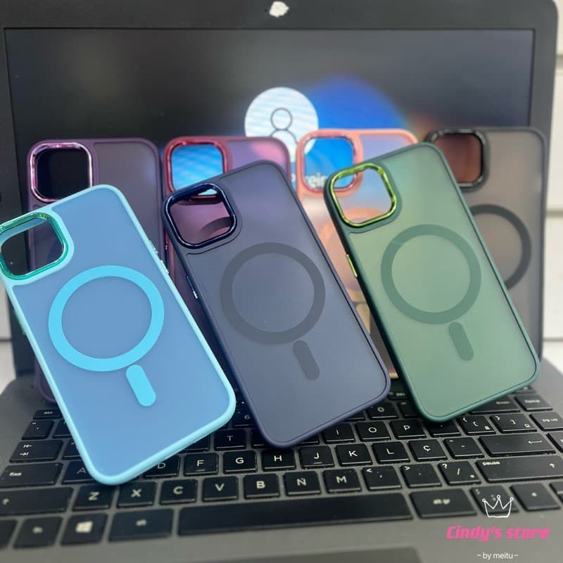 SPACE Capa Magnética Sem Fio Transparente Fosca Para iPhone 15 14 13 12 11 Pro Max14 Plus Traseira Rígida De Silicone