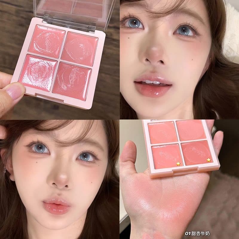 DIKALU Water Gloss Creme Multiuso Quatro Cores Blush Creme Batom Alto Brilho Abrangente Matte Lip Clay Pseudo @-