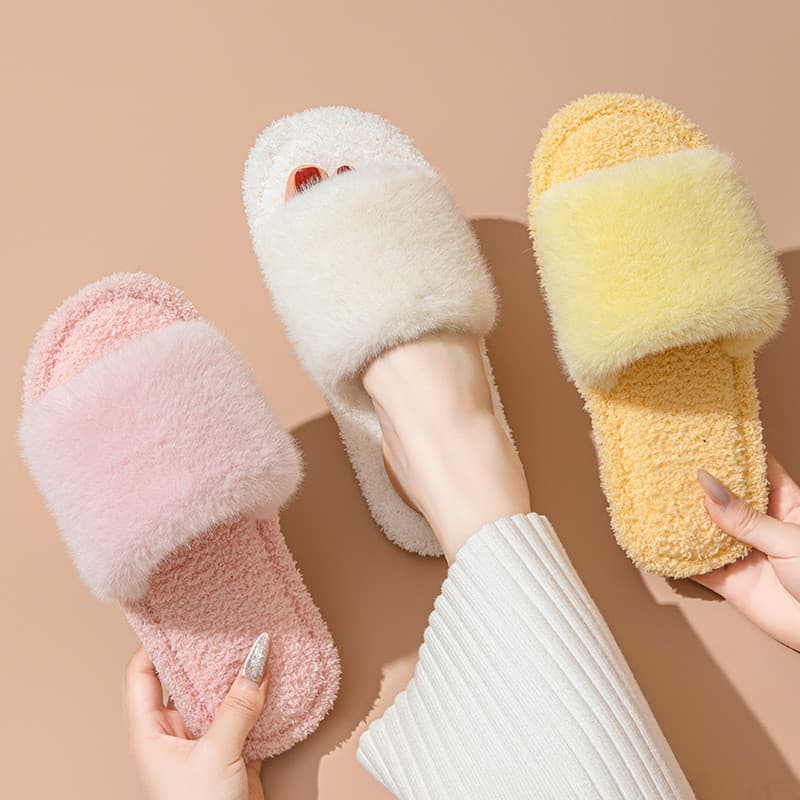 Ins outono inverno aberto chinelos de algodão feminino chinelos de pele casa antiderrapante versão coreana interior de p