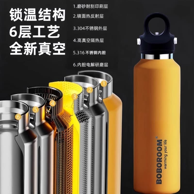 Japão novo estilo copo térmico de grande capacidade masculino 2025 novo estilo 316L aço inoxidável esportes ao ar livre