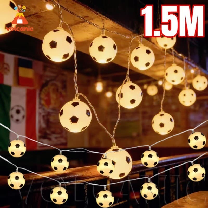 [Entrega Rápida] Luzes De Decoração De Bola De Futebol De 1.5 M-Alimentadas Por Bateria , À Prova D'água-Lâmpada De Atmo