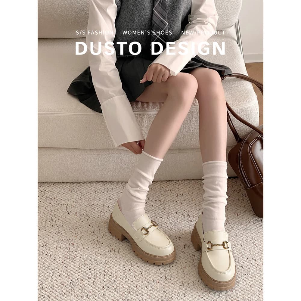 Dadong mocassins de sola grossa feminino verão 2026 novo estilo deslizamento em sapatos femininos estilo britânico All-M