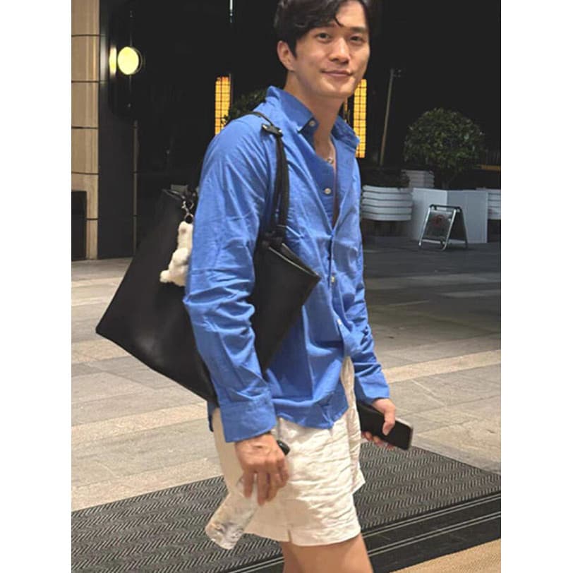 Estilo americano algodão linho protetor solar camisa azul masculino esportes ao ar livre fino-ajuste de manga comprida l