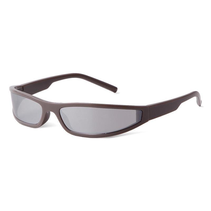 Óculos de Sol Esportivos Fashion Mirror para Mulheres e Homens Y2K, Armação Retangular Estreita, Óculos de Sol Punk para