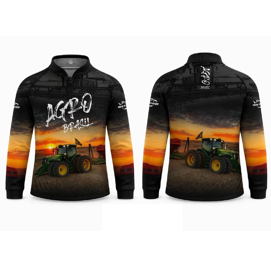 NF52I - Camisa Agro Laranja Blusa de Pesca Infantil New Fisher - com proteção UV50+
