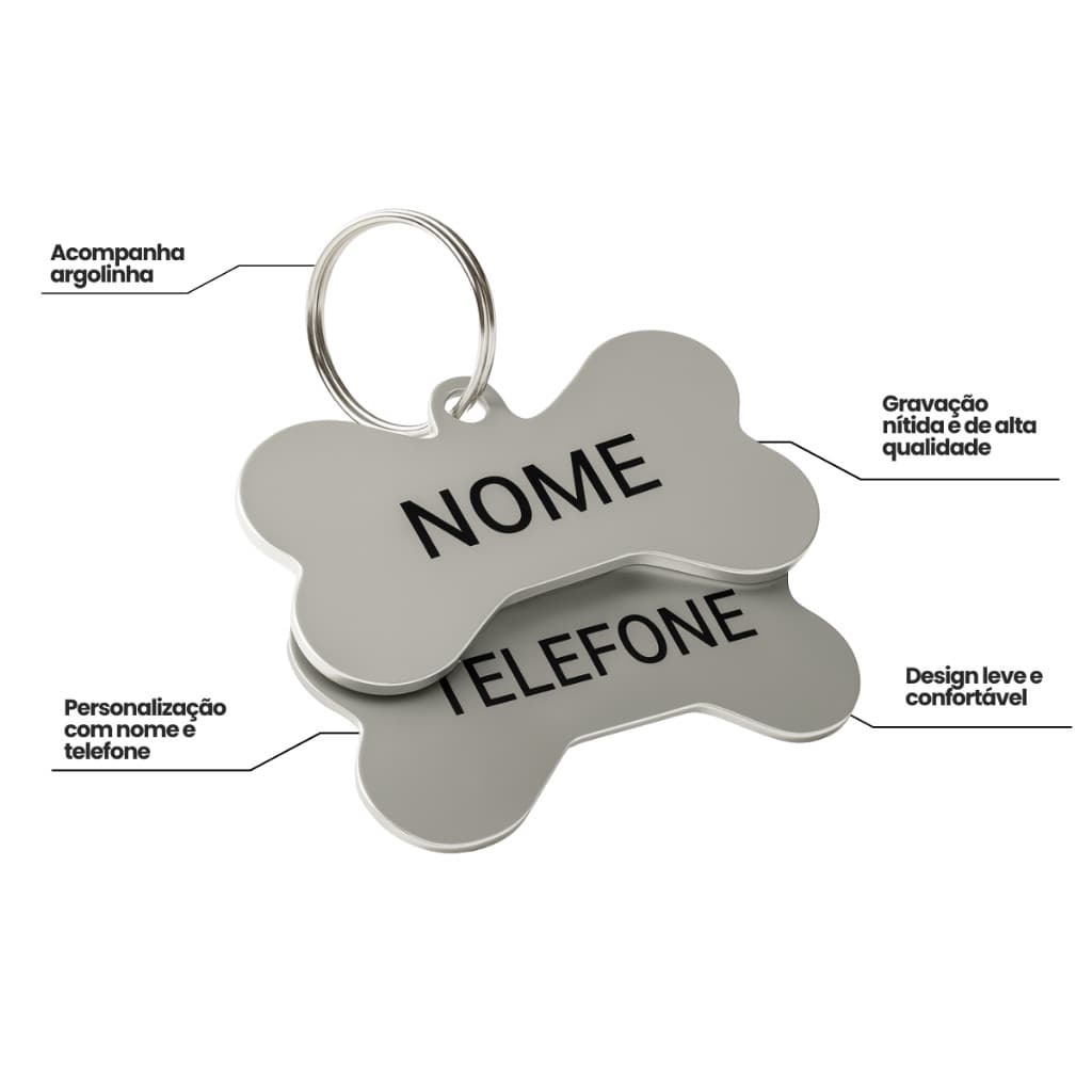 Placa de identificação pet Plaquinha Pingente personalizado gravação a laser nome e telefone