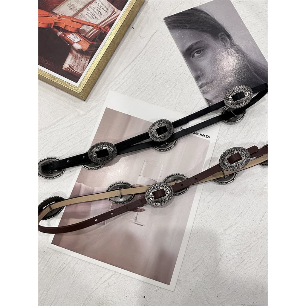 cinto feminino largo cinto feminino Sensação de alta qualidade de Metal retrô em cinto fino feminino externo