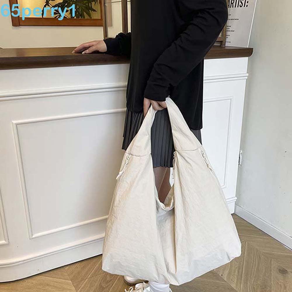 PERRY1 Bolsa De Ombro De Nylon , Design Com Zíper Duplo , Sacola Casual De Grande Capacidade , Macia